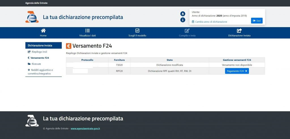 Software AdE: schermata versamento F24