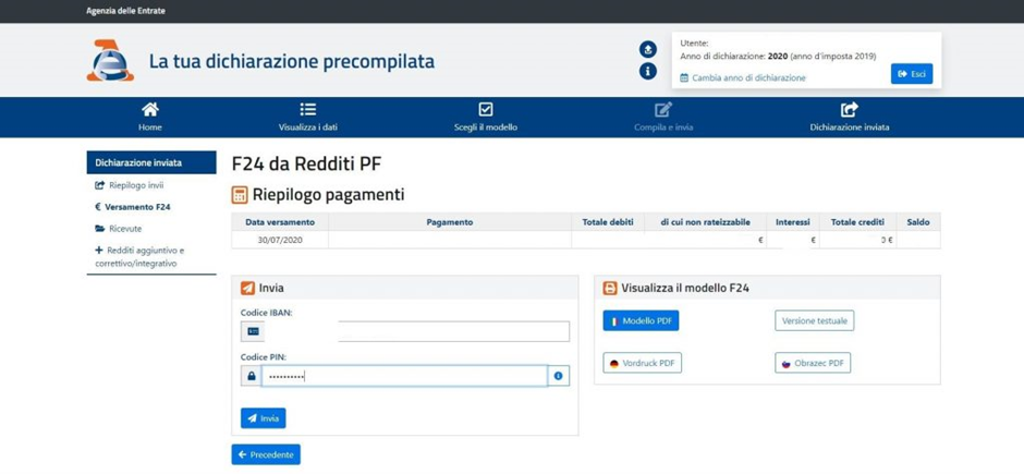 Software AdE: F24 da redditi PF