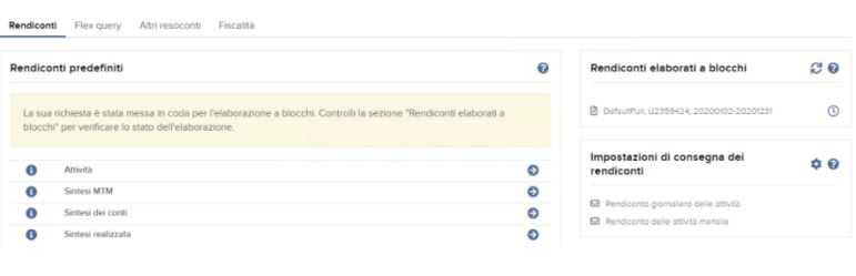 Dichiarazione conto Interactive Brokers - Schermata Rendiconti [Download in corso]