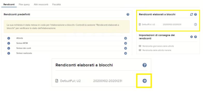 Dichiarazione conto Interactive Brokers - Schermata Rendiconti [Download eseguito]